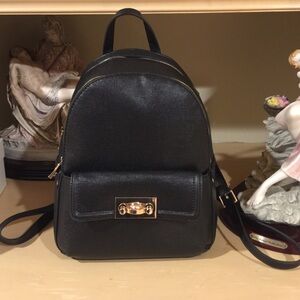 Zara Black Backpack with Gold Accents